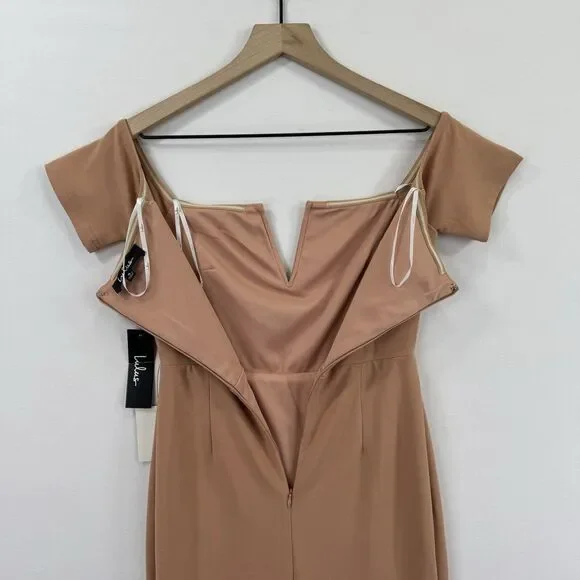 Lulu's Peach Off-Shoulder Maxi Dress - Picture 9 of 15